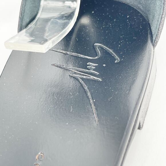 Giuseppe Zanotti Black Leather Gold Crocodile Embellished Flat Sandals IT 37.5 - Picture 10 of 13